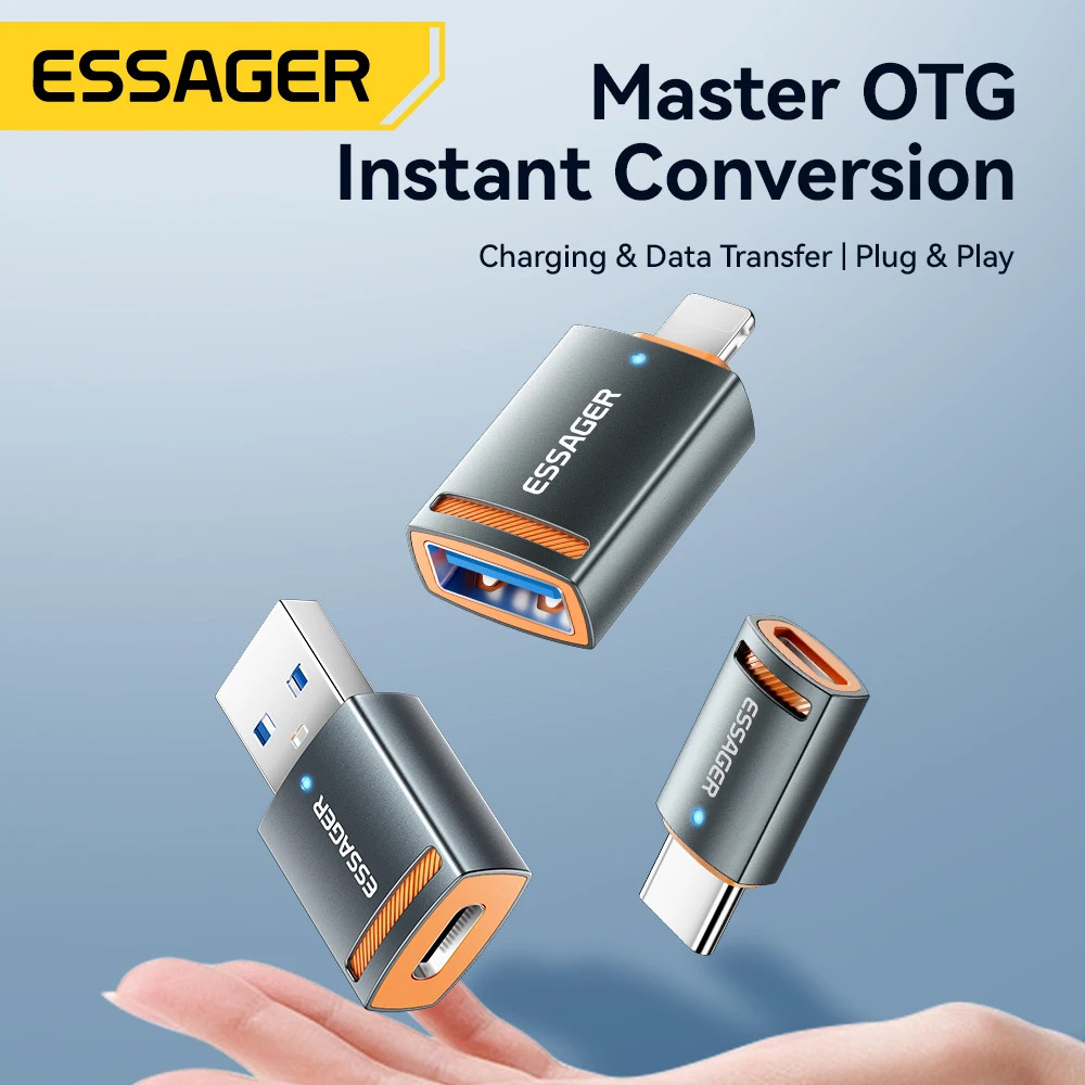 Essager USB 3,0 OTG adaptador tipo C hembra a USB macho convertidor USB a Micro ip adaptador de carga rápida para ordenador portátil Macbook Samsung