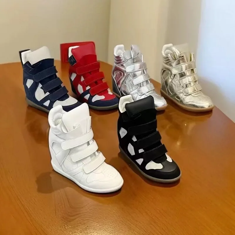 Botines de Mujer, Nuevos 2026, de Cuero Genuino, Plataforma Alta, Estilo Deportivo, Tacones de Cuña de 8CM, Diseño de Botas de Nieve