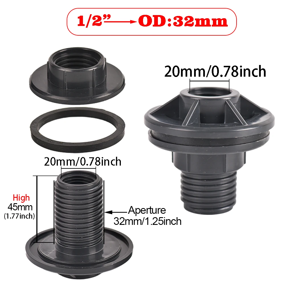 Kit de grifo de barril de lluvia con espiga de PVC de 1/2 y 3/4 pulgadas para barriles de lluvia, acuarios, tanques de agua, bañeras, piscinas, accesorio para manguera de jardín