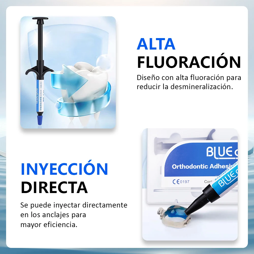 Aparatos dentales adhesivos de pegamento azul ortodoncia Universal curado ligero para tubo de soporte decoración de cristal Kit de tirantes de pegamento para dientes Wit