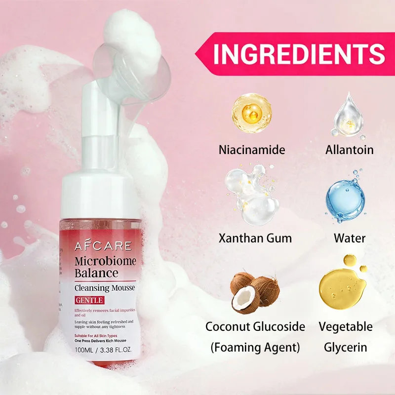 Espuma Limpiadora Facial Suave AFCARE para Piel Sensible y Seca - Limpiador Hidratante Diario Calmante que Elimina la Acumulación de Grasa