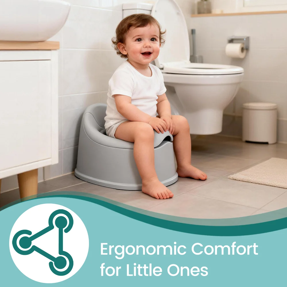 Inodoro Ergonómico para Bebés, Silla de Inodoro Elevada con Base Antideslizante, Fácil de Limpiar, Rosa/Gris