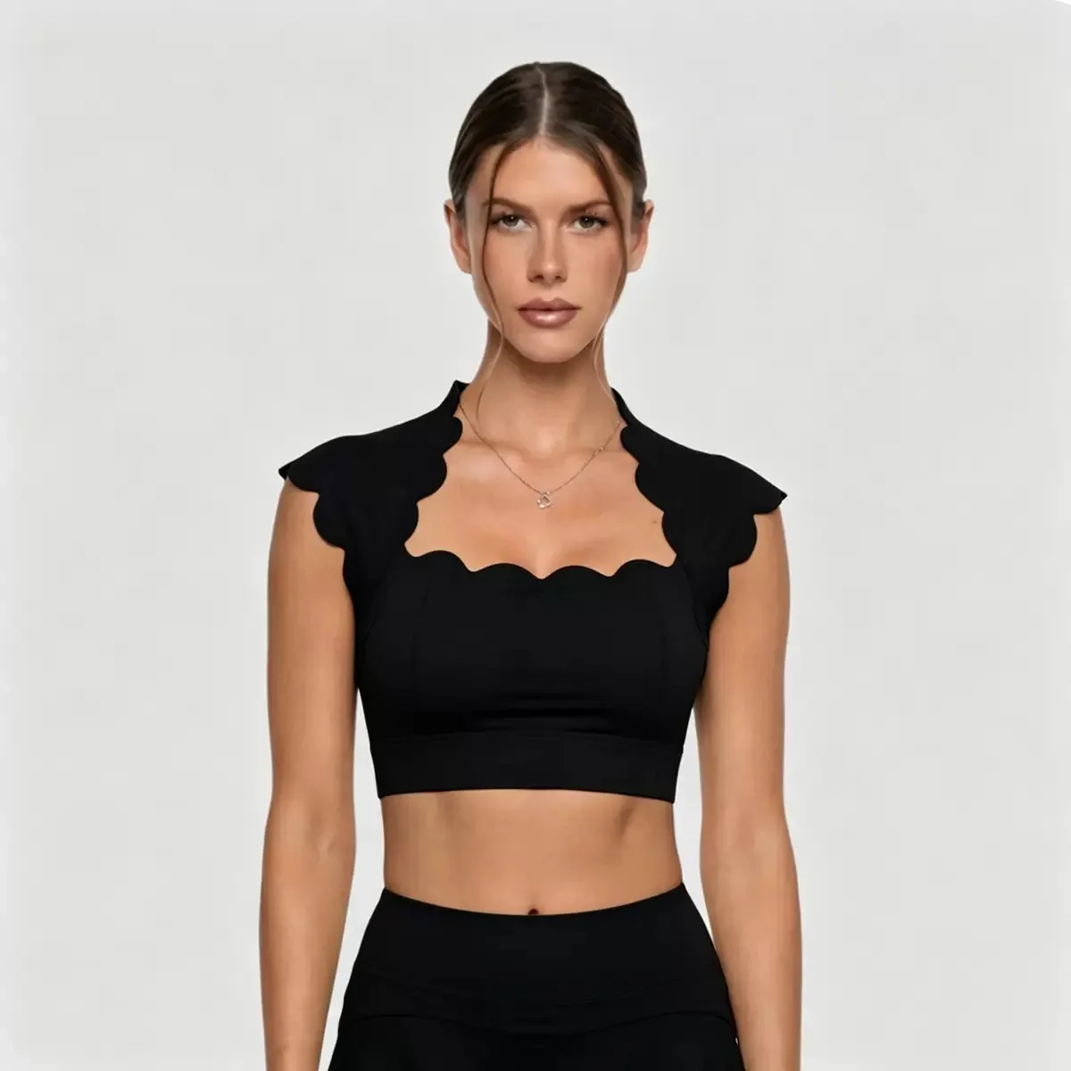 FUBEIKE-Top de gimnasio sin costuras para mujer, Top de Yoga deportivo con cuello cuadrado y hombros pequeños, sujetador de Yoga para entrenamiento y correr en la espalda
