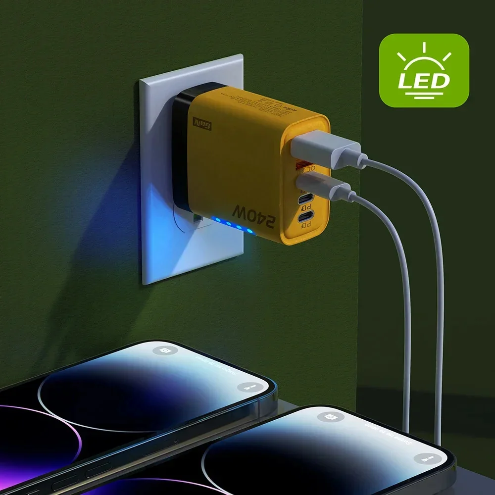 Cargador USB PD de 5 puertos, cargadores de teléfono de carga rápida tipo C de 240W, adaptador de carga rápida USB para iPhone 16, Samsung, Xiaomi, Huawei