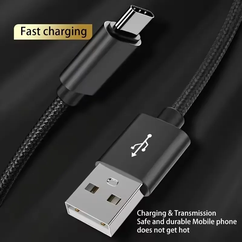 Cable USB Tipo C Trenzado para iPhone 15 16 17 Pro Max, Cable de Carga Rápida y Transferencia de Datos para Samsung Xiaomi Redmi POCO Huawei Honor OnePlus