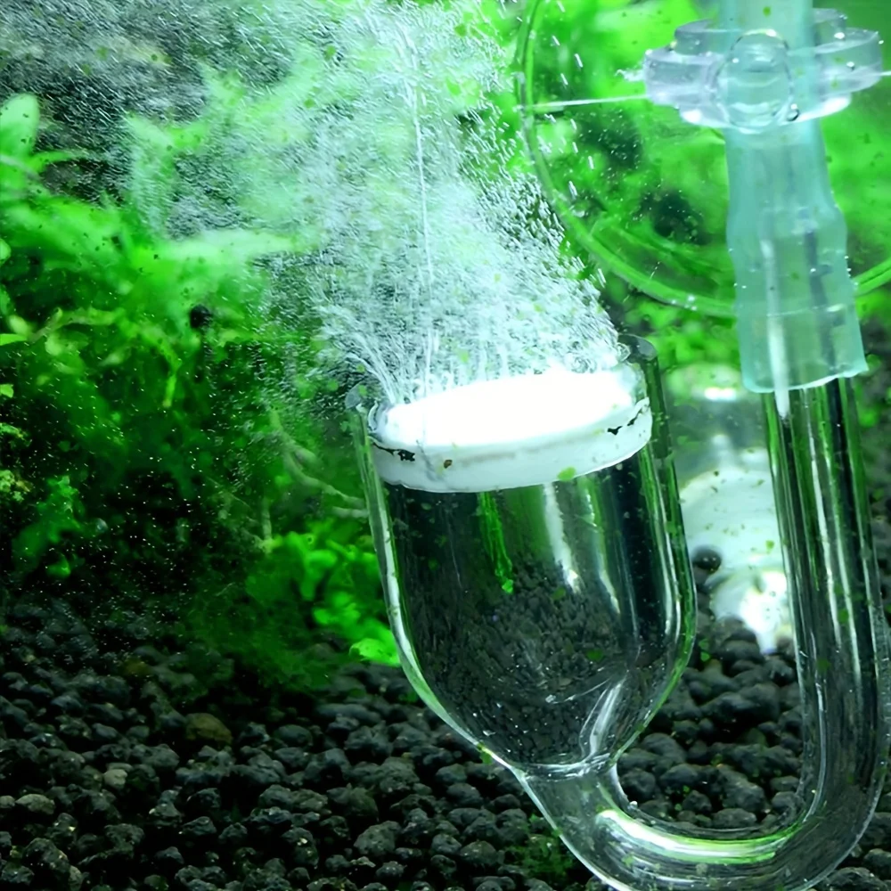 Difusor de atomizador de CO2 de vidrio para acuario, contador de burbujas con ventosa para acuario, accesorios de suministro para pecera plantada