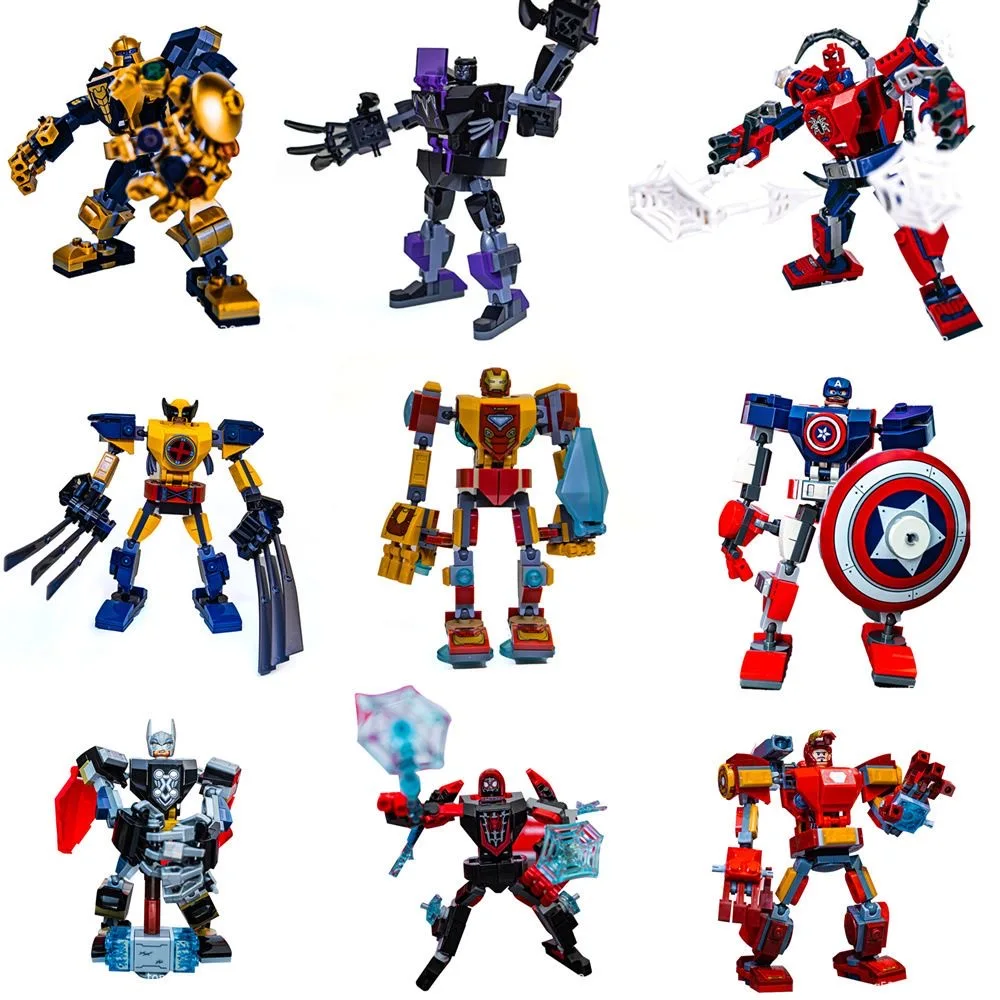 Figuras de Acción de los Vengadores, Bloques de Construcción, Estilo DIY, Poses Ajustables, Ladrillos Multiarticulados, Juguetes y Regalos