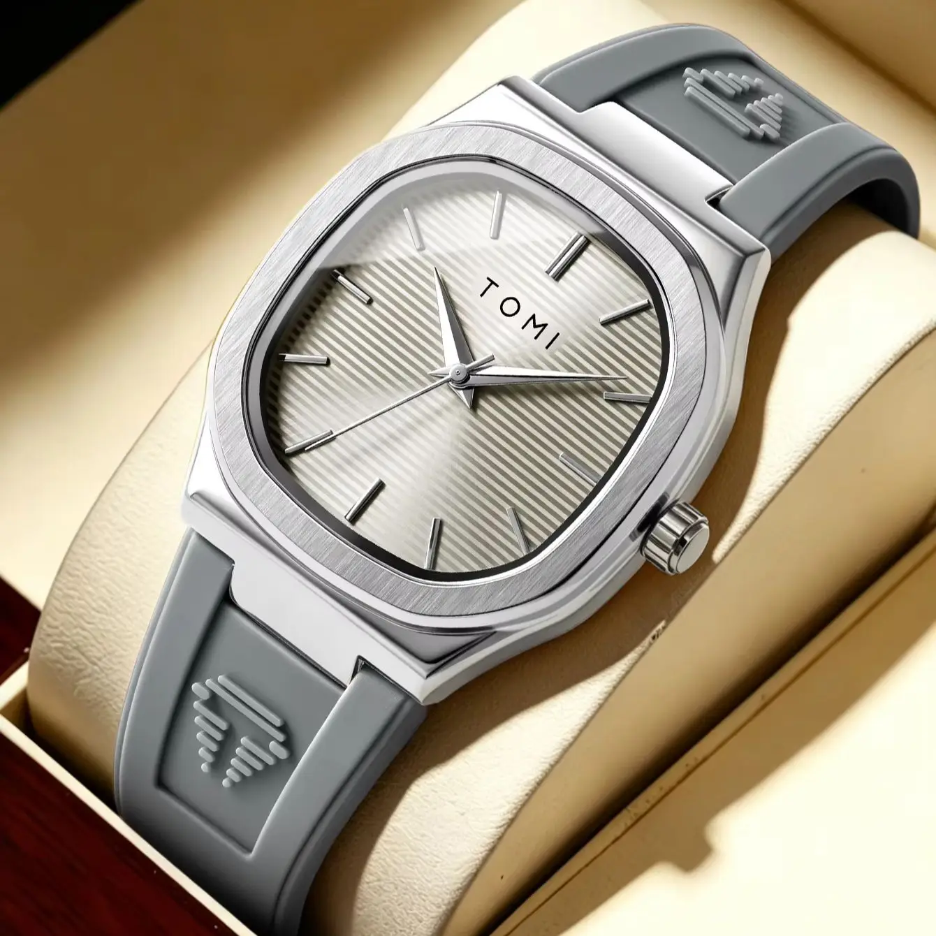 Reloj de Cuarzo TOMI 2026 para Hombre, Diseño Moderno, Esfera Cuadrada Simple, Correa de Goma, Resistente al Agua, Analógico