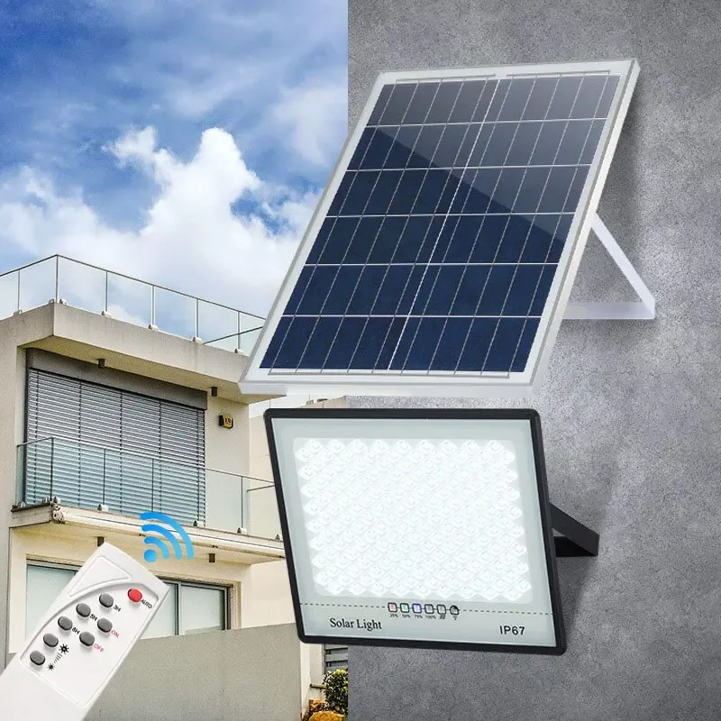 Luces LED solares para jardín, foco reflector IP67 impermeable para exteriores, iluminación de pared de emergencia para edificios de jardín