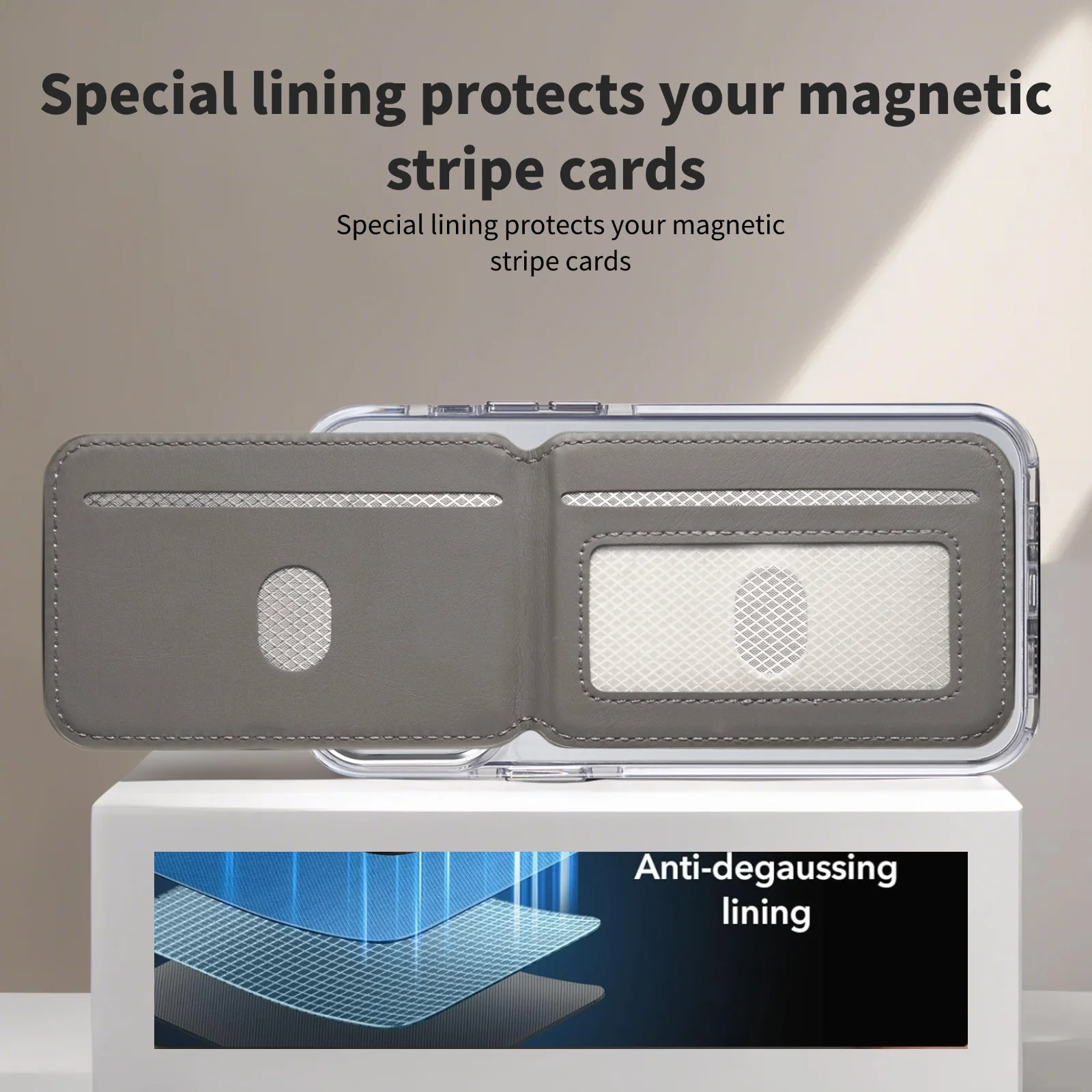 Tarjetero Magnético de Cuero PU Premium, Billetera Anti-RFID Compatible con Smartphones con Carga Inalámbrica Magnética