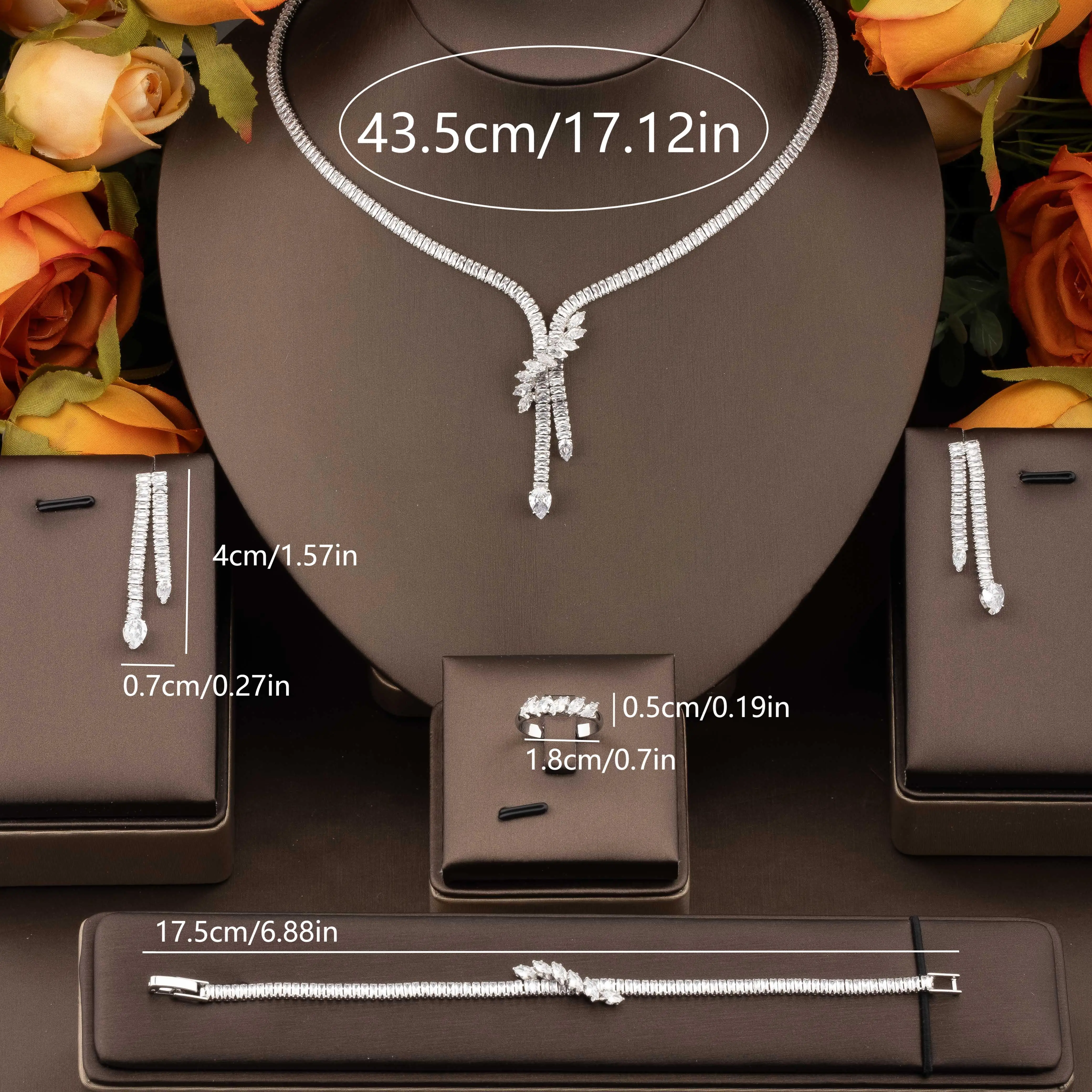 1 conjunto de joyas de circonita cúbica de alta calidad, lujosas y elegantes, con diseño de enredadera, adecuado para que las mujeres las usen en bodas y banquetes. Caja de regalo no incluida