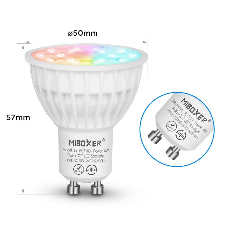 Miboxer 4W RGB CCT foco LED FUT103 GU10 FUT104 MR16 2,4g Wifi regulable bombilla de luz Led de techo para decoración del hogar
