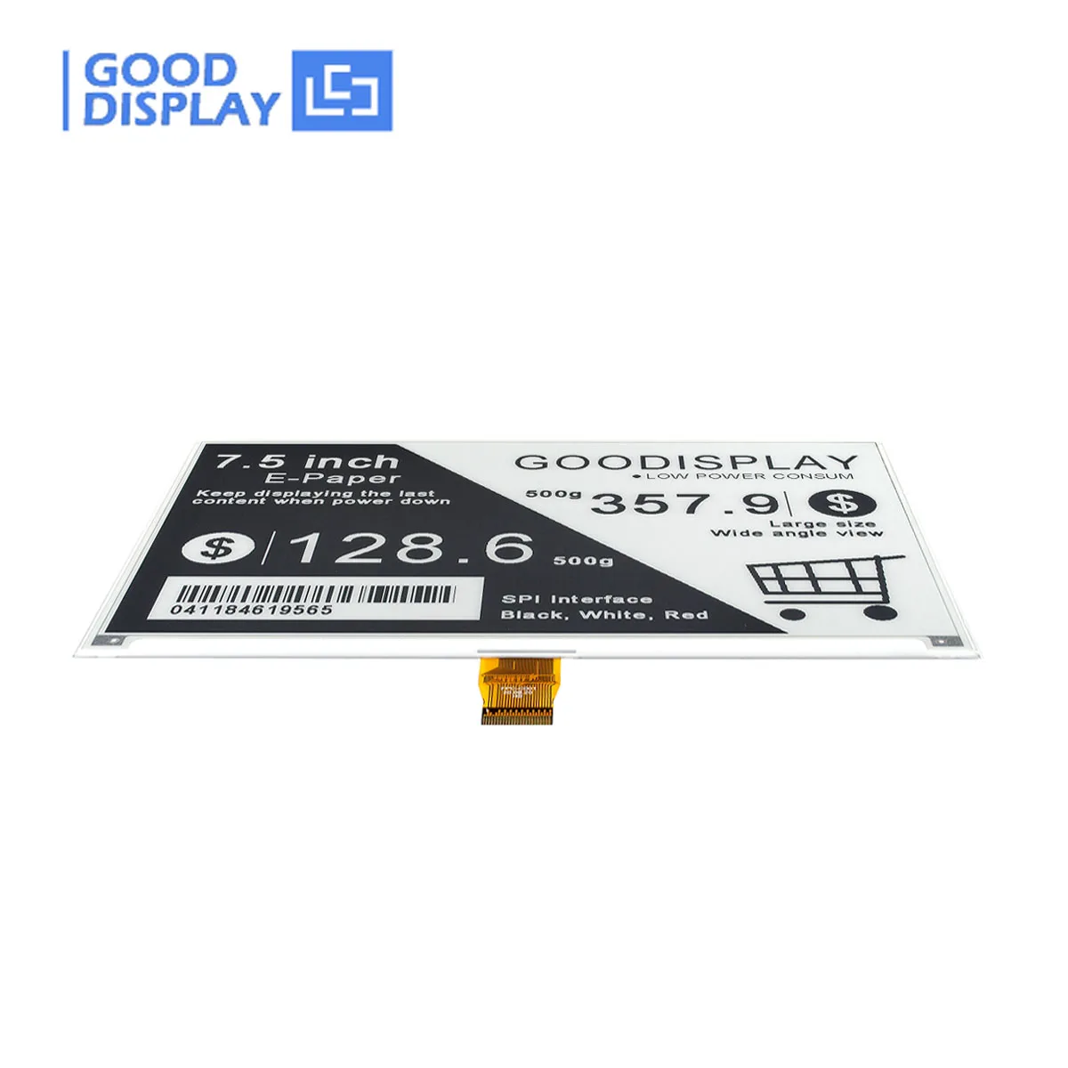 GooDisplay Módulo de Pantalla de Papel Electrónico de 7.5 Pulgadas, Pantalla de Tinta Electrónica de 4 Tonos de Gris, Resolución 800x480, Actualización Rápida de 1.5s, SPI GDEY075T7