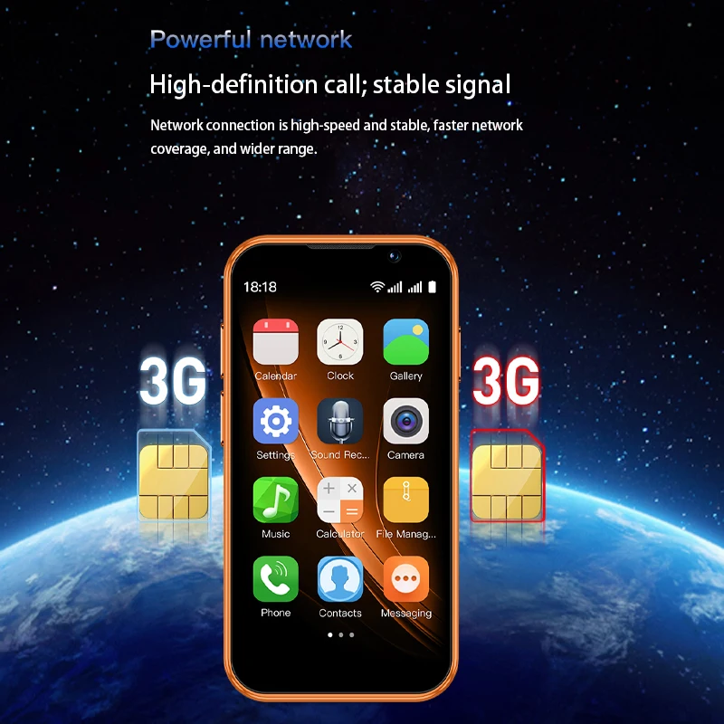 SOYES XS18Pro Mini Smartphone Pantalla de 3.0" 2GB RAM 16GB ROM Doble SIM en Espera Doble Cámara Android 9.0 Aplicaciones WiFi i17 Mini Teléfono