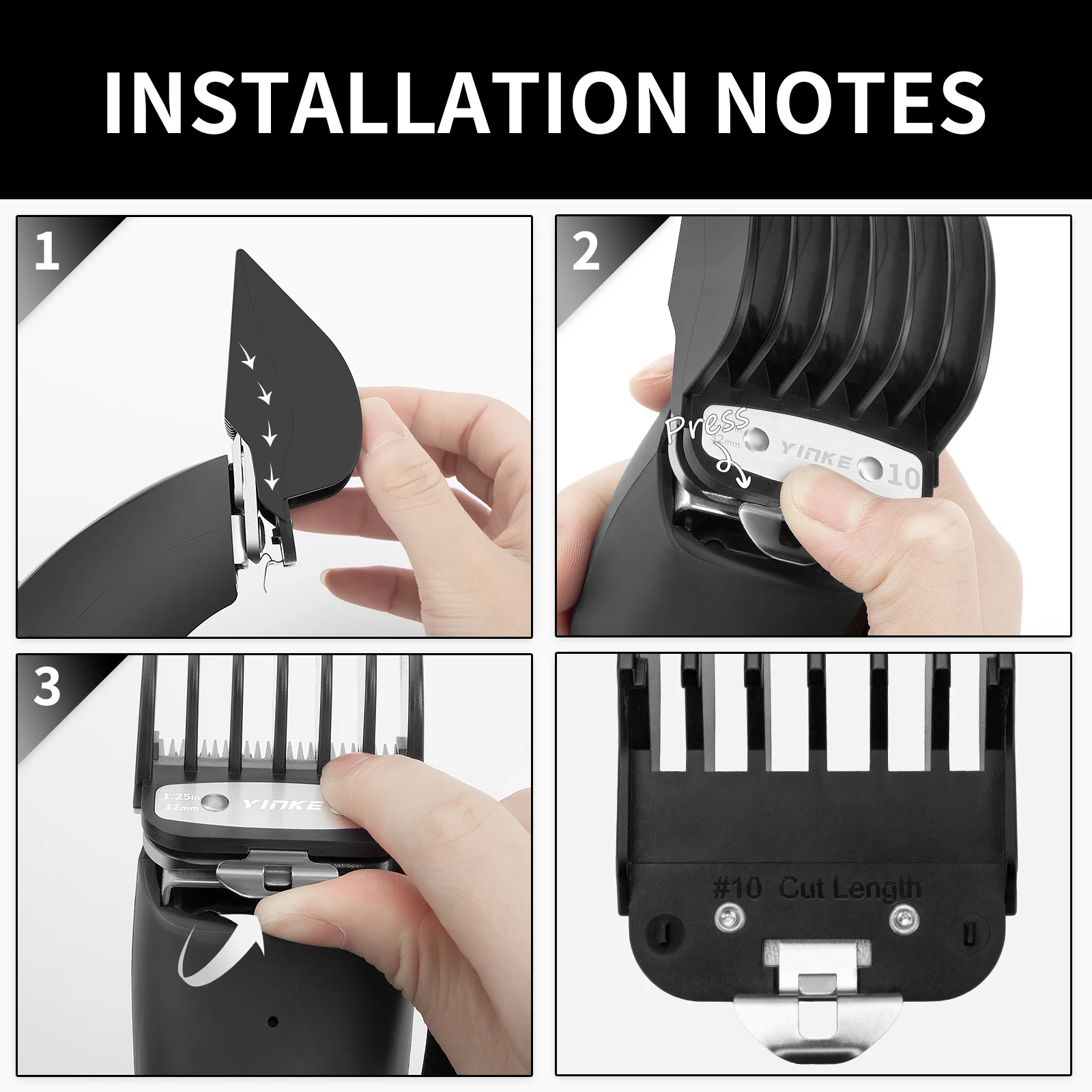 Protectores de cortapelos YINKE para cortapelos Wahl con Clip de Metal, accesorios de peine guía de límite de longitudes de corte de 6 tamaños Premium