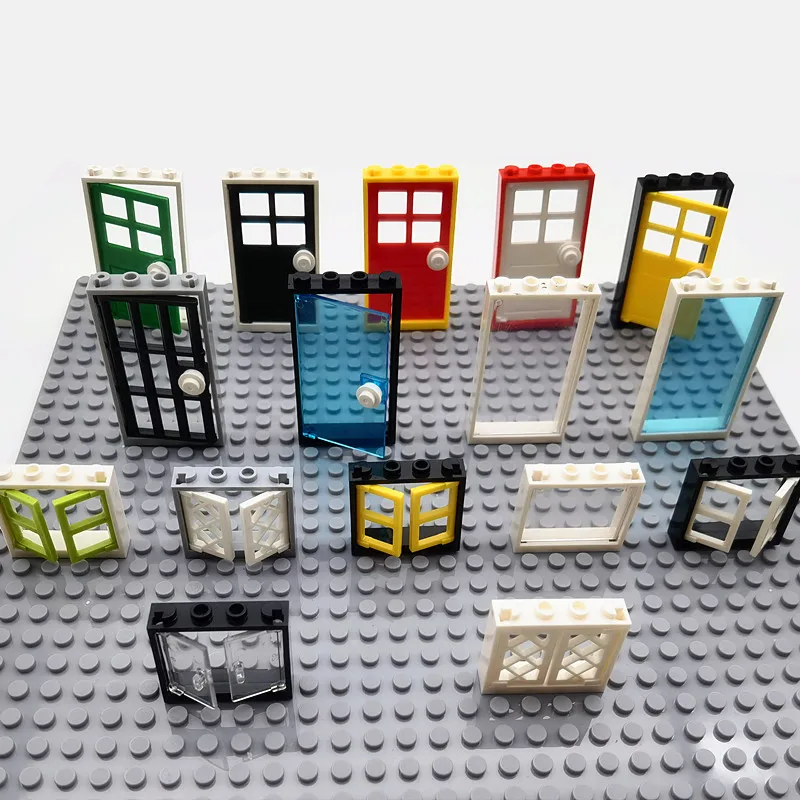 MOC-puertas de casa, ventanas, piezas de bloques de construcción, ciudad, amigos, juguetes, bloques clásicos compatibles, juguetes para niños, regalos