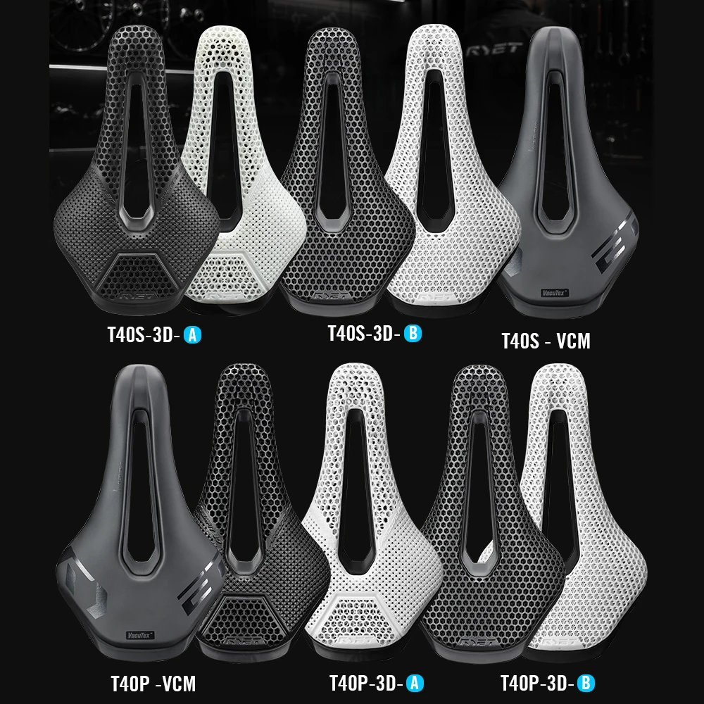 Sillín de Bicicleta de Fibra de Carbono Impreso en 3D RYET 2026, Ultraligero 160g, Asiento de Ciclismo Transpirable y Ventilado para Bicicleta de Montaña y Carretera