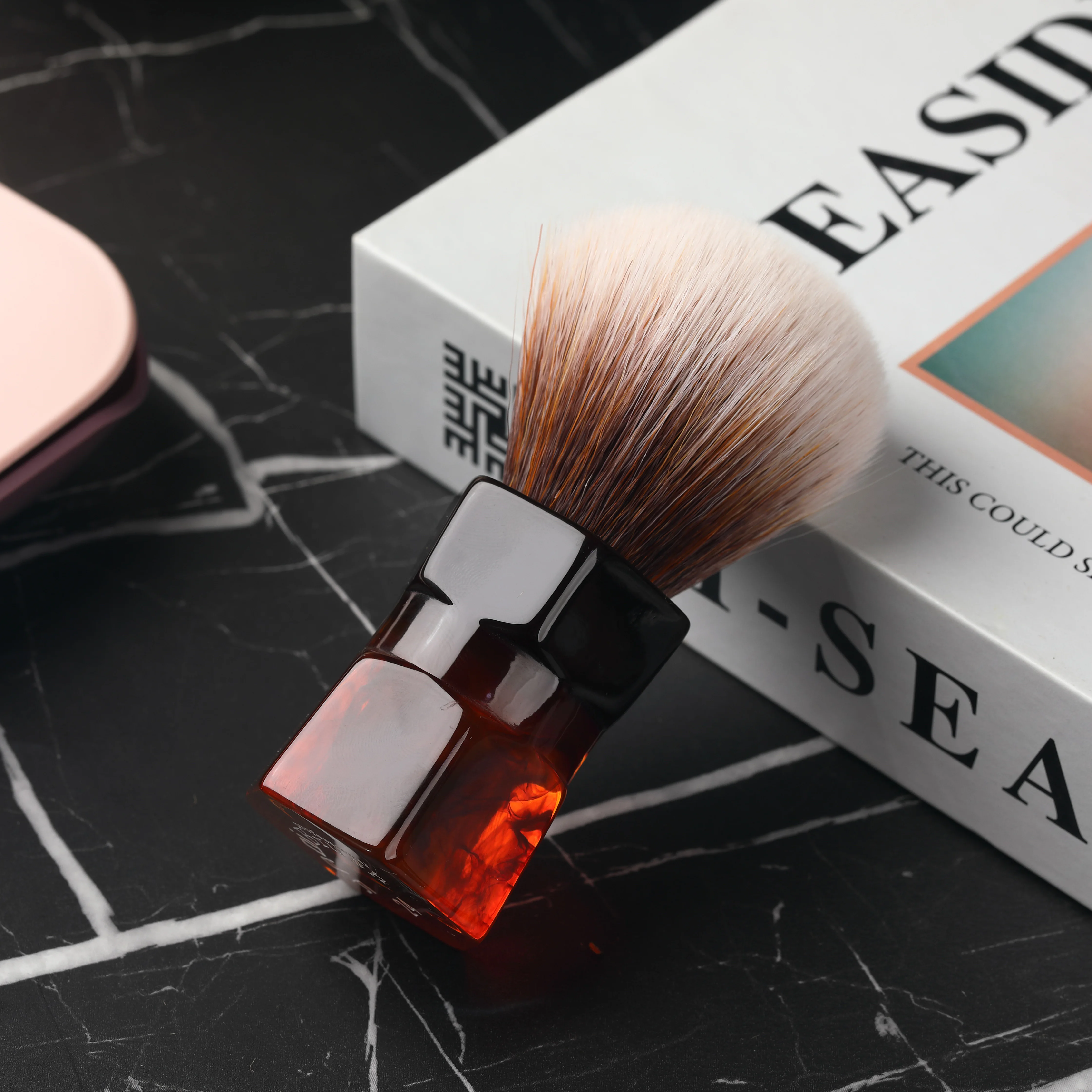 YAQI-brocha de afeitar de pelo sintético para hombre, 24mm, Moka Express