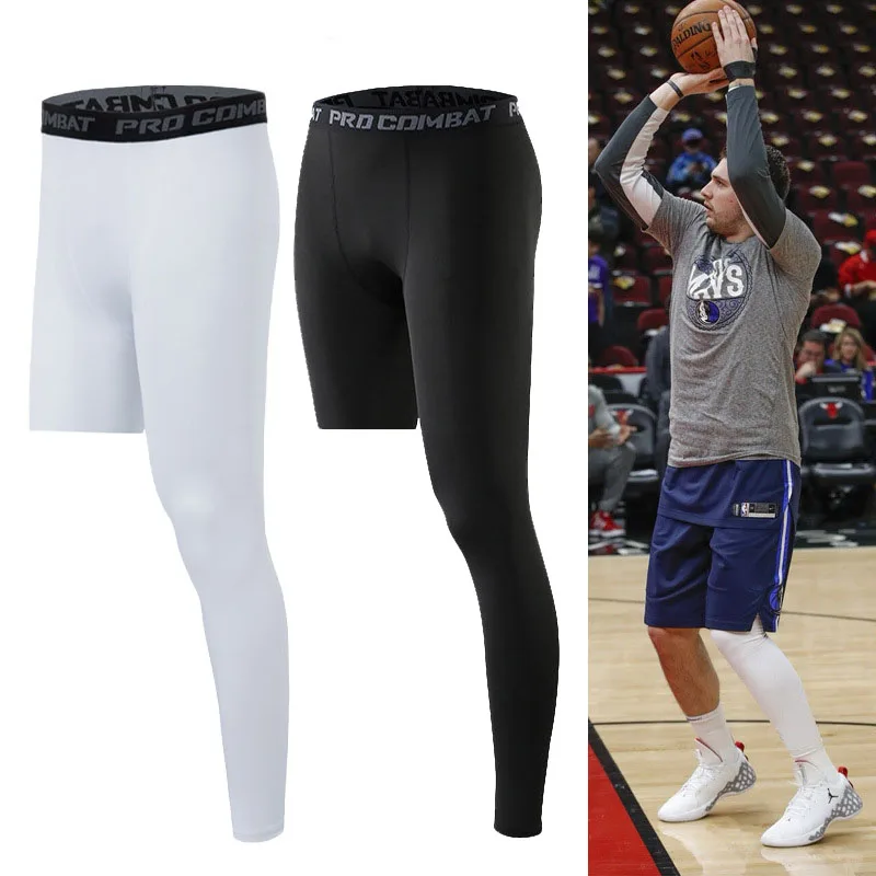 Mallas de compresión para hombre, mallas deportivas para gimnasio, mallas para correr, pantalones elásticos de secado rápido de una pierna, ropa deportiva para correr y baloncesto