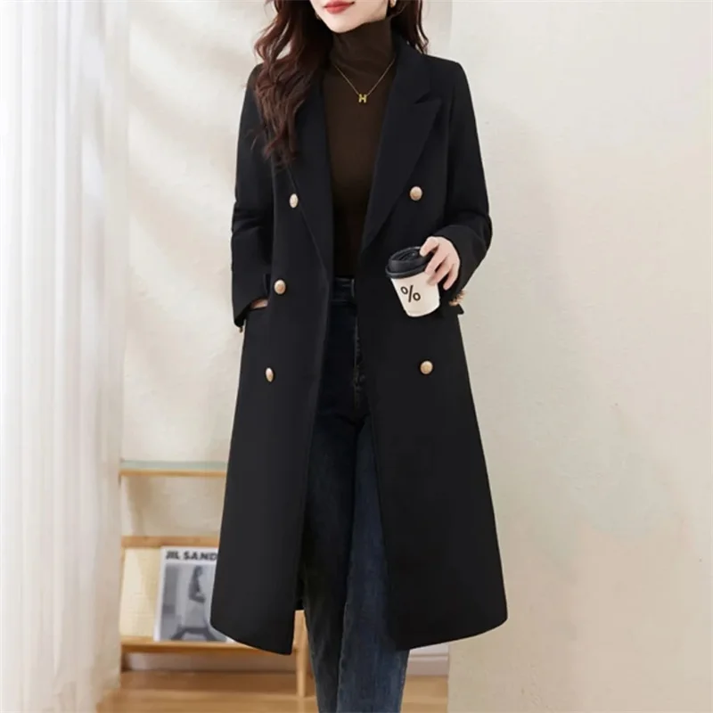 Abrigo Largo de Lana Rojo para Mujer, Cálido, Casual, Ajustado, con Algodón, Grueso, de Moda, Nueva Colección Otoño Invierno 2026