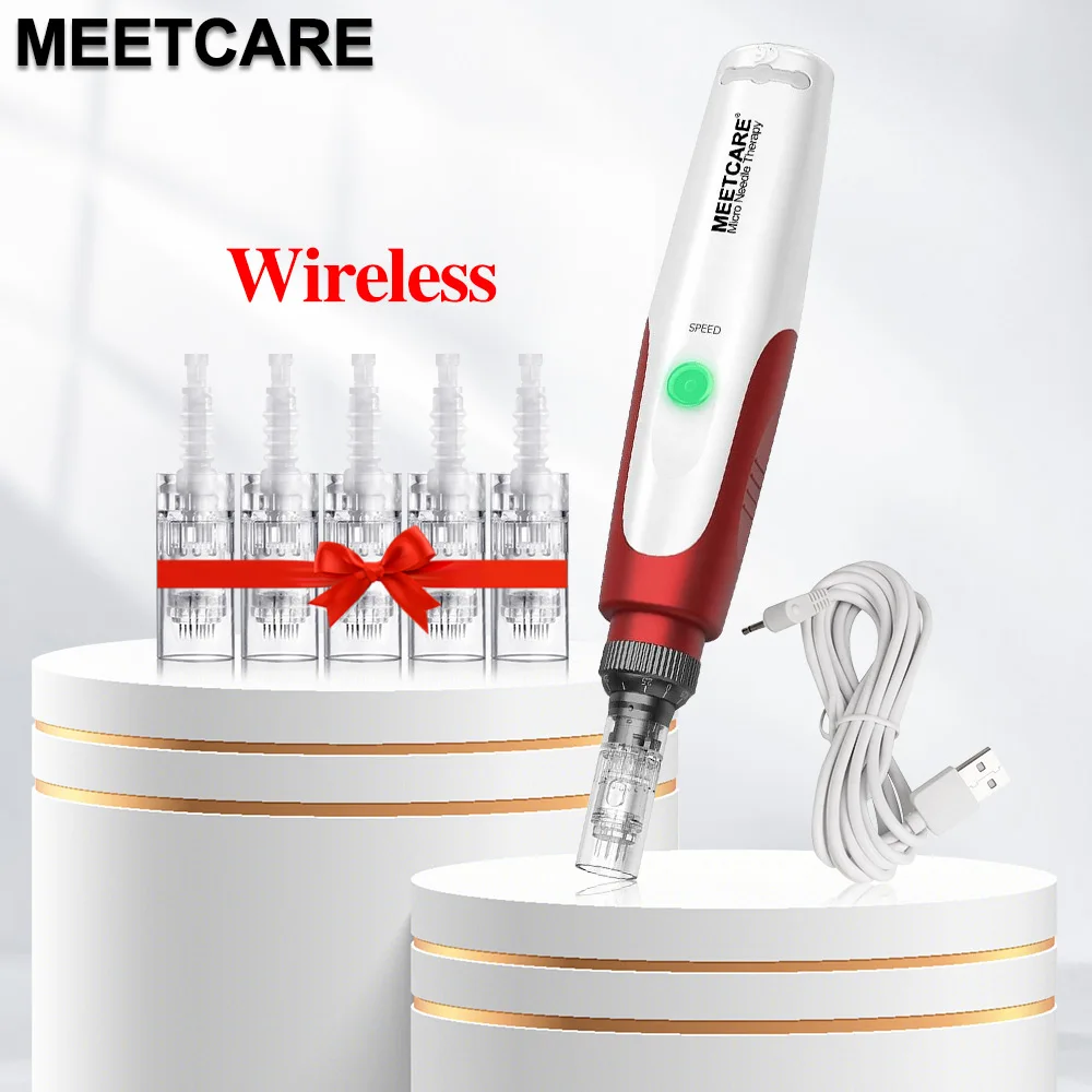 Dermapen Inalámbrico Profesional de Microagujas de 0.2mm con 5 Velocidades Ajustables y Cartucho de Bayoneta