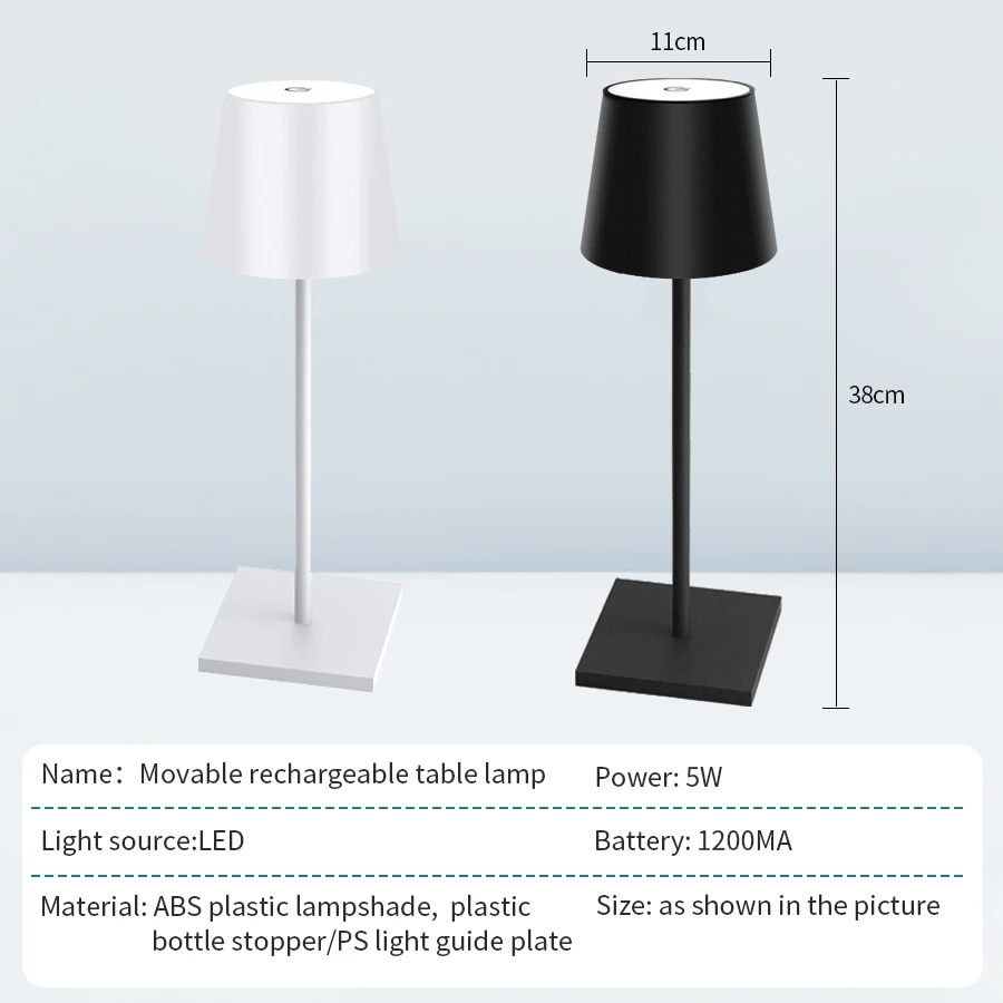 Lámpara de mesa LED recargable, Interruptor táctil, 3 niveles, luces de escritorio regulables, Bar, Club, cena, iluminación ambiental decorativa creativa