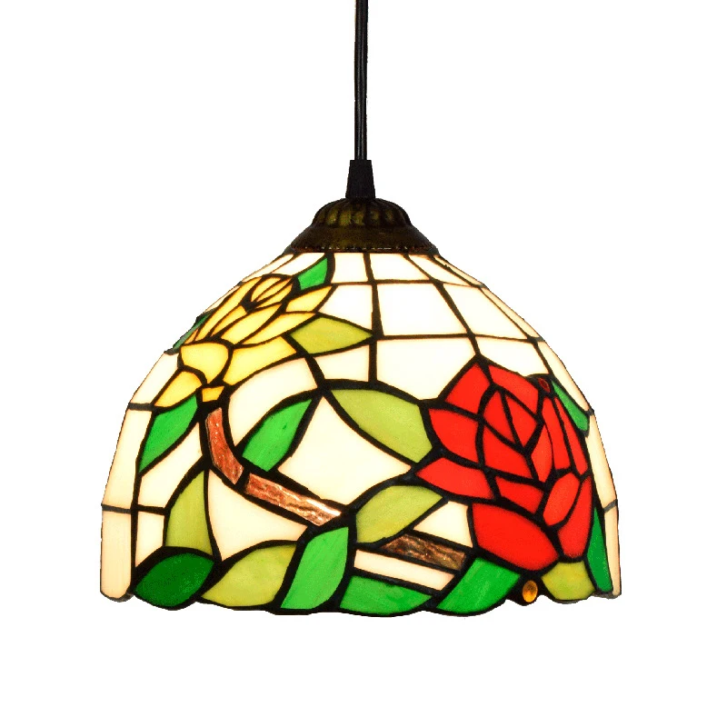 Lámpara colgante de vitral europeo de 20cm/8 pulgadas, candelabros de comedor, luz colgante, accesorio de iluminación para dormitorio, decoración del hogar