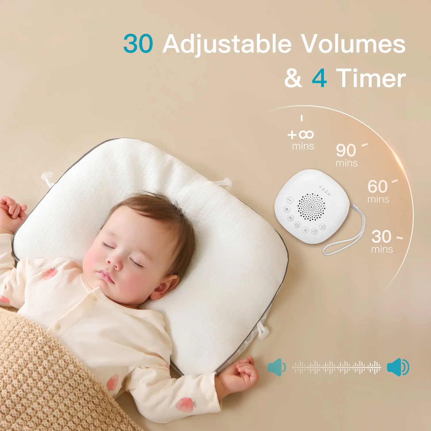 Máquina de Sonido Blanco con 24/20 Sonidos Relajantes, Ayuda para Dormir para Bebés, Niños y Adultos, Luz Nocturna Recargable, Regalos para Recién Nacidos
