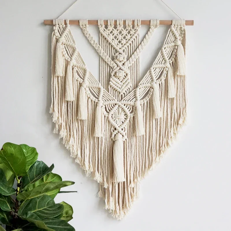 Macramé tejido para colgar en la pared, decoración artística bohemia elegante para el hogar, hermoso tapiz decorativo para apartamento, dormitorio y habitación