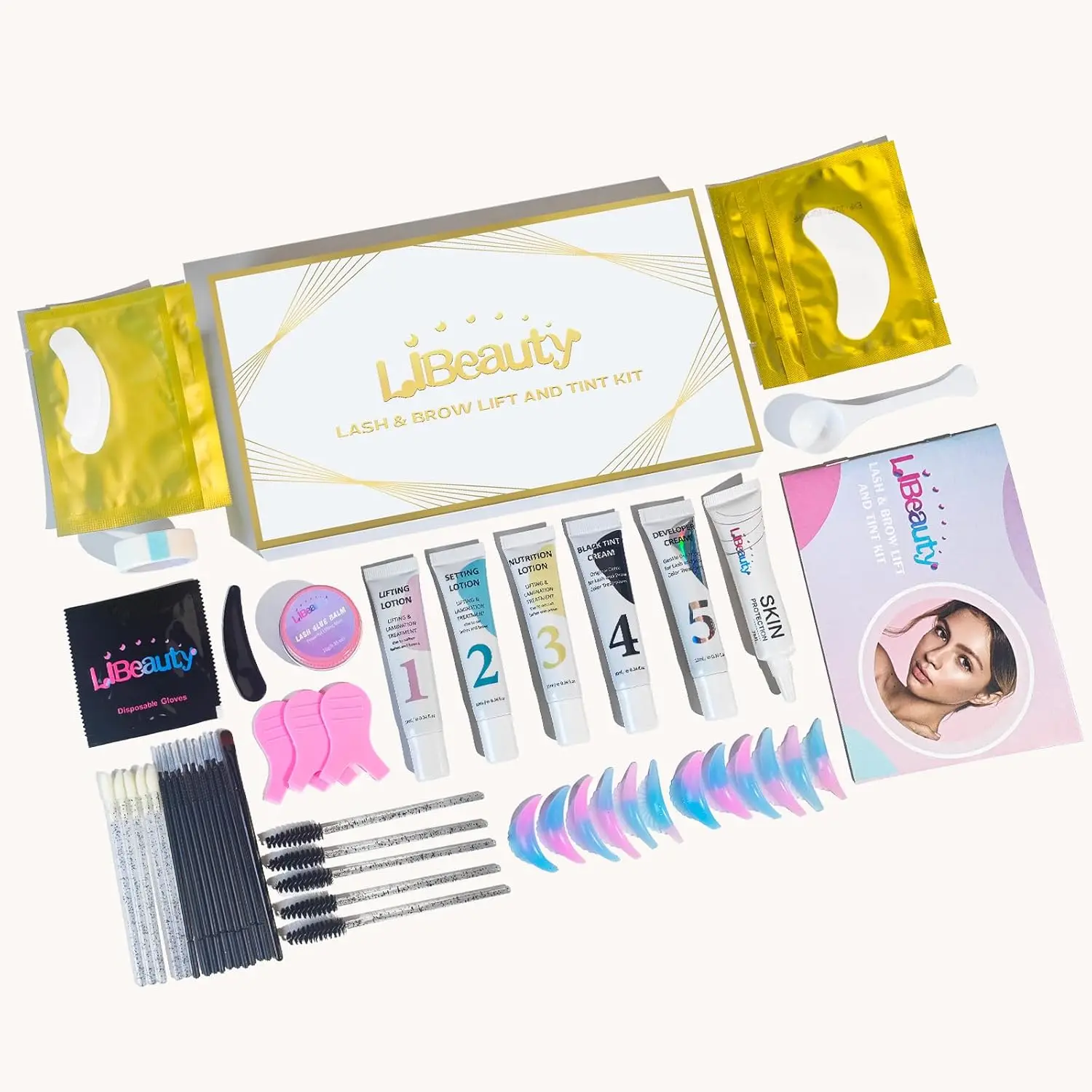 Kit de Lifting y Tinte de Pestañas Libeauty, Laminación de Cejas, Lifting de Pestañas, Permanente de Pestañas, Tinte para Ojos, Para Pestañas Voluminosas y Cejas, Uso Doméstico