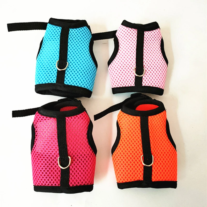 Conjunto de arnés de malla suave con correa para mascotas, accesorios para conejos, conejillo de indias, hámsters, conejo