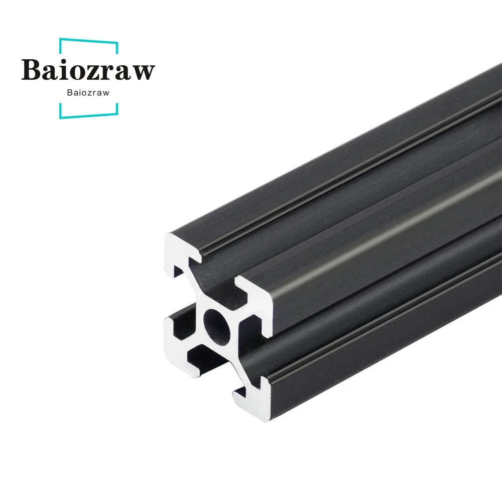 Extrusión de perfil de aluminio con ranura de 100-800mm 2020 V, color negro, para impresora 3D, máquina de grabado CNC, pista de disparo, carpintería, bricolaje, 1 Uds.