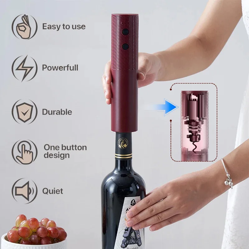 Abridor de botellas de vino eléctrico, sacacorchos automático para vino, abridor de vino recargable, herramientas para vino con un solo clic, productos de cocina y Bar
