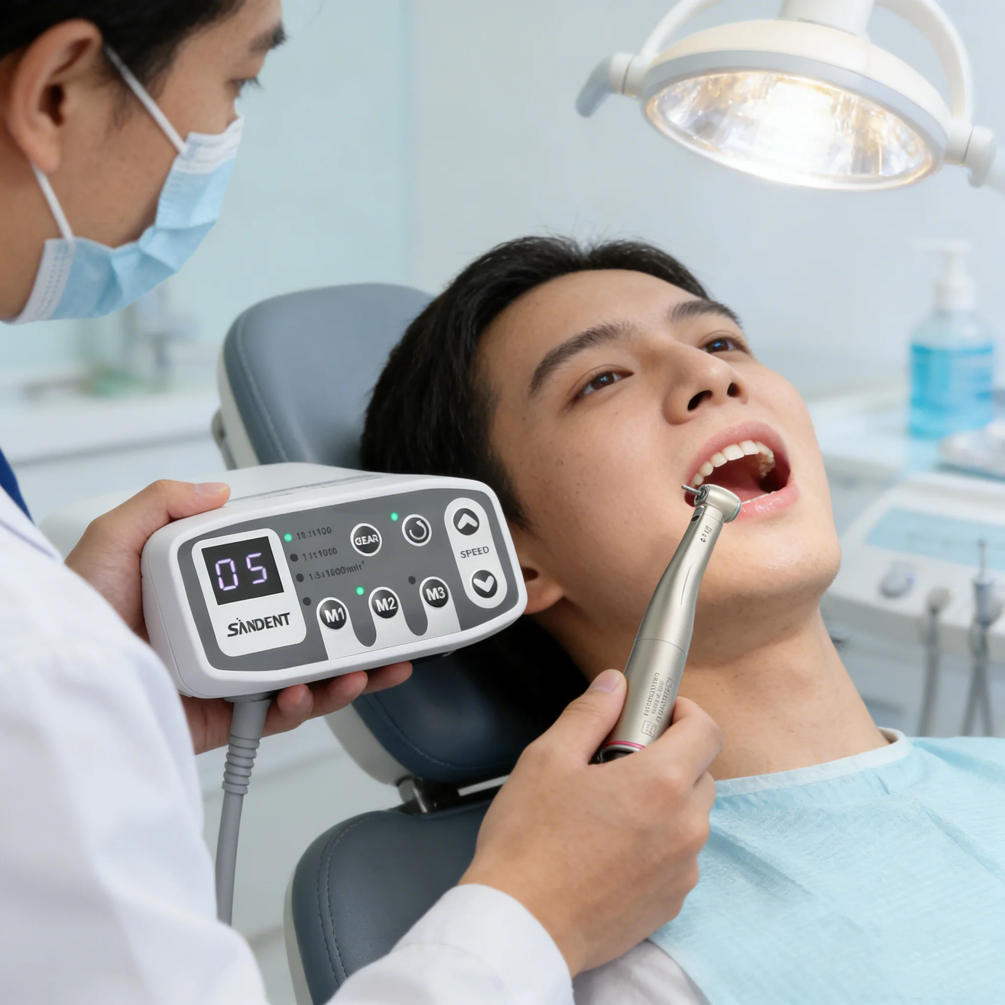Micromotor eléctrico sin escobillas LED electrónico Dental, contraángulo creciente 1/5, estándar/Mini pieza de mano de cabeza