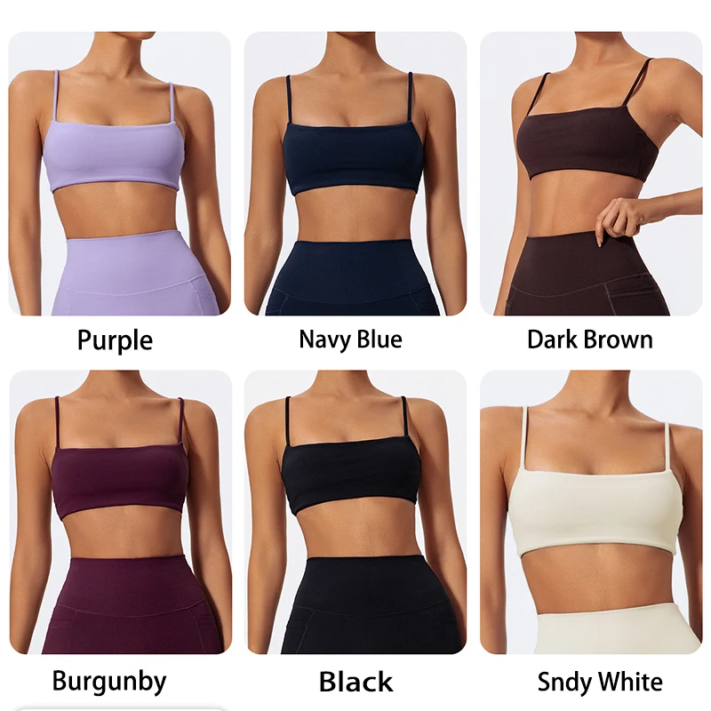 Sujetador deportivo de yoga tipo sling para mujer, top corto a prueba de golpes para gimnasio, entrenamiento, deportes al aire libre y fitness