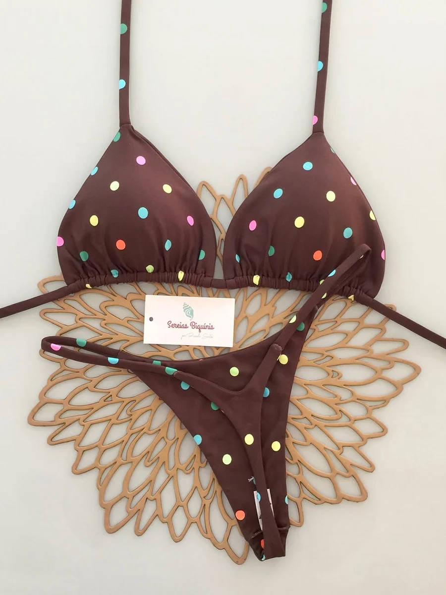 Bikini brasileño Mciro con estampado Retro para mujer, traje de baño Sexy con cordones, Bikini sin espalda, ropa de playa 2026