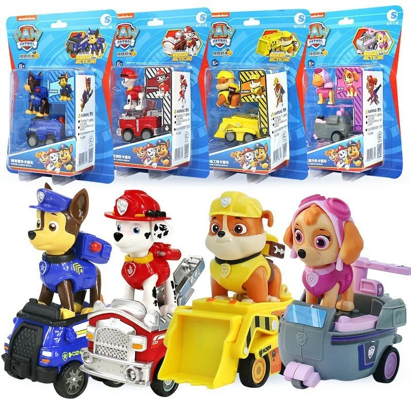 Bloques de construcción auténticos de la patrulla canina Chase Skye Marshall, vehículo extraíble, coches, juego, figura Ryder, juguete para niños, regalos de cumpleaños