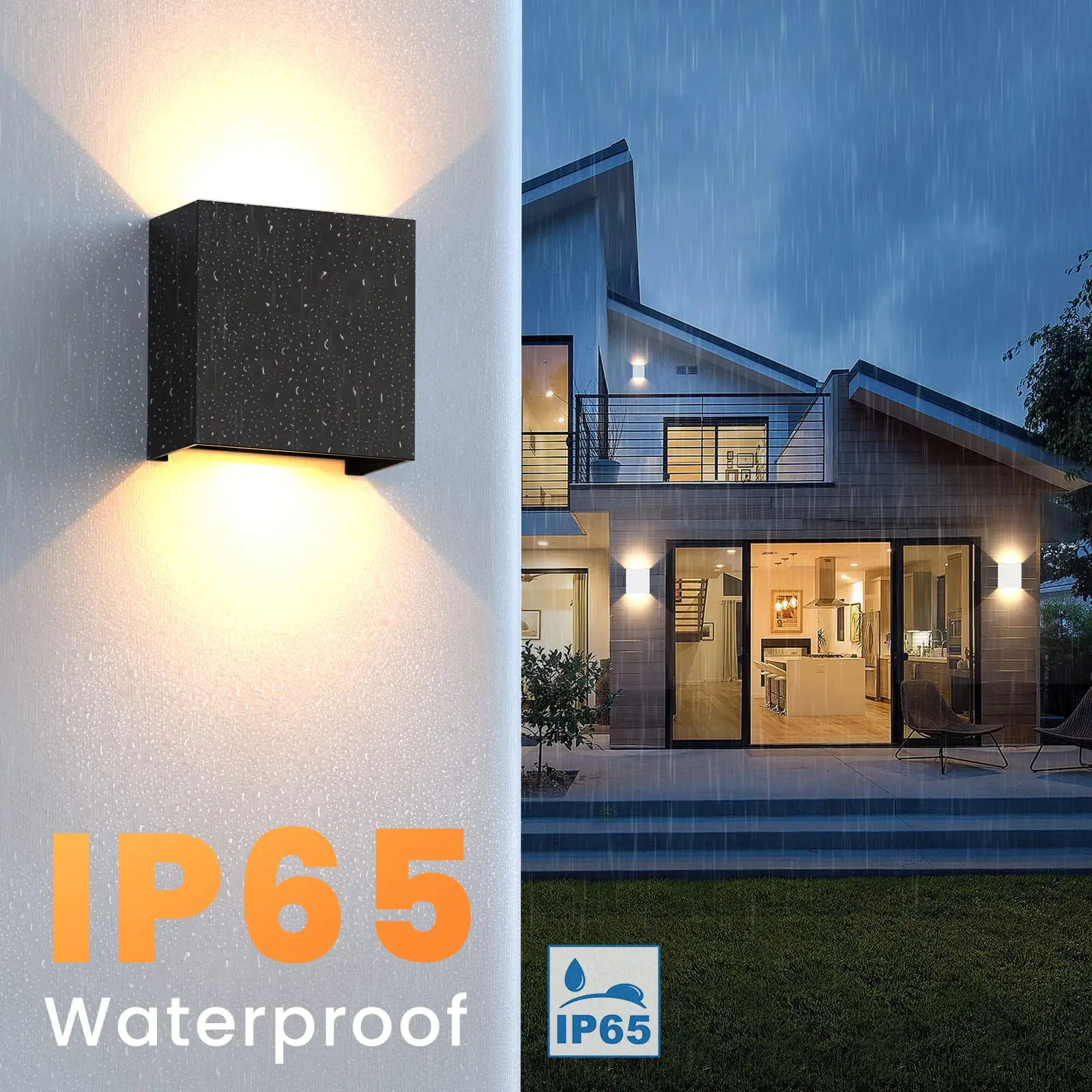 Apliques de pared LED, lámpara de pared IP65 moderna para interiores y exteriores de 6W, luces de montaje en pared arriba y abajo para sala de estar, pasillo y dormitorio