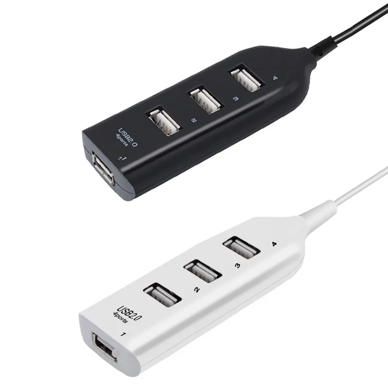 Hub USB de alta velocidad, 4 puertos USB 2,0 con Cable, Mini concentrador divisor USB, adaptador de corriente, enchufe múltiple para PC, portátil y Notebook