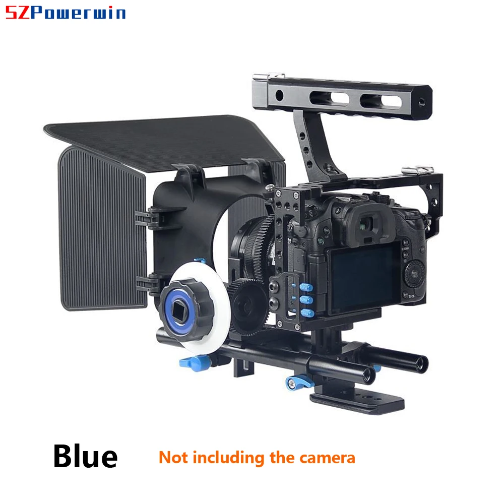 Kit de jaula Powerwin C500 para GH4, A7S, A7, A7R, A7RII, A7SII, DSLR, cámara de estudio fotográfico, Rig, estabilizador deslizante, Follow Focus, juego de puerta de Granero