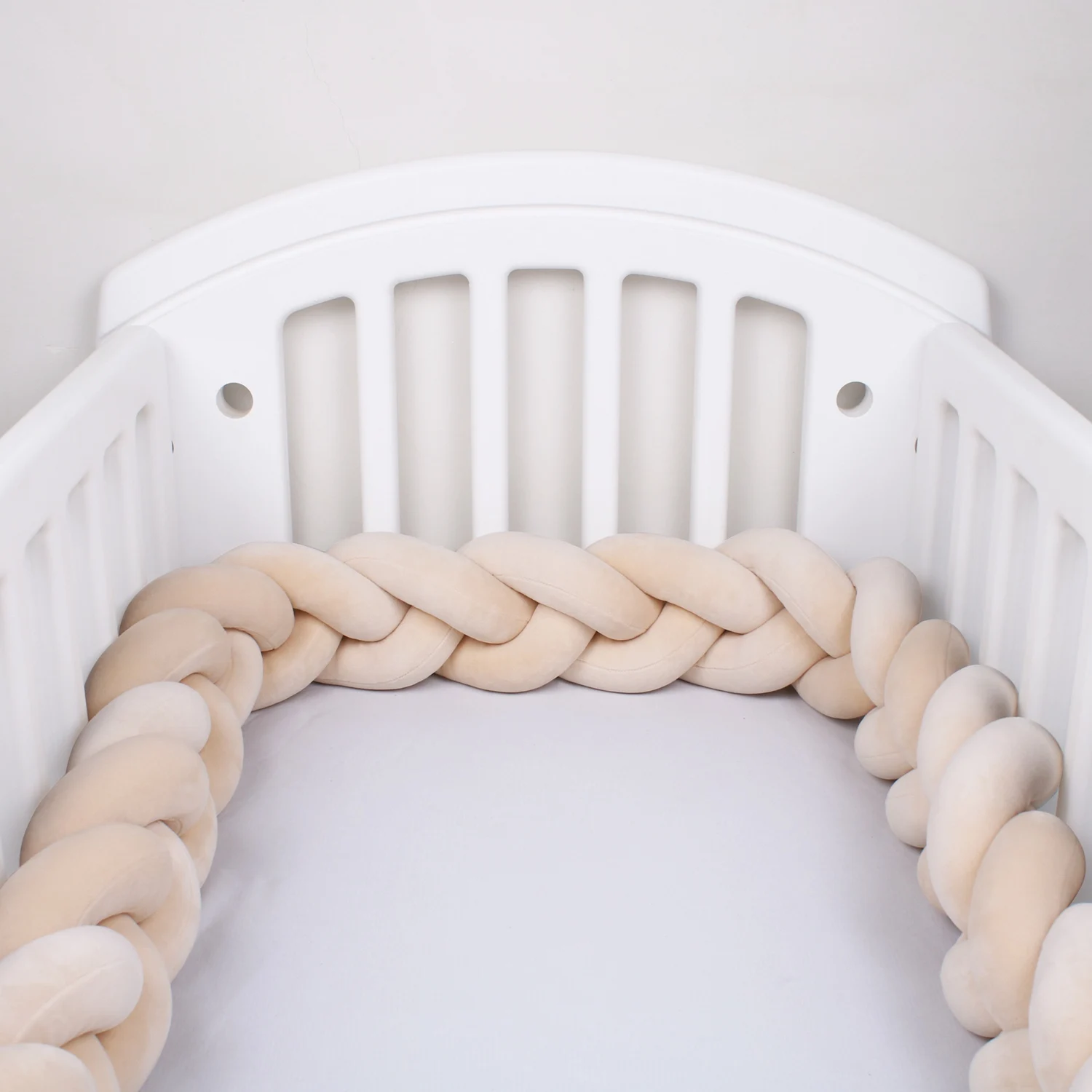    Parachoques para cama de bebé trenzado con nudo, Protector de cuna infantil, almohada de felpa, cojín, decoración anticolisión para habitación, 1M/2M/3M/4M