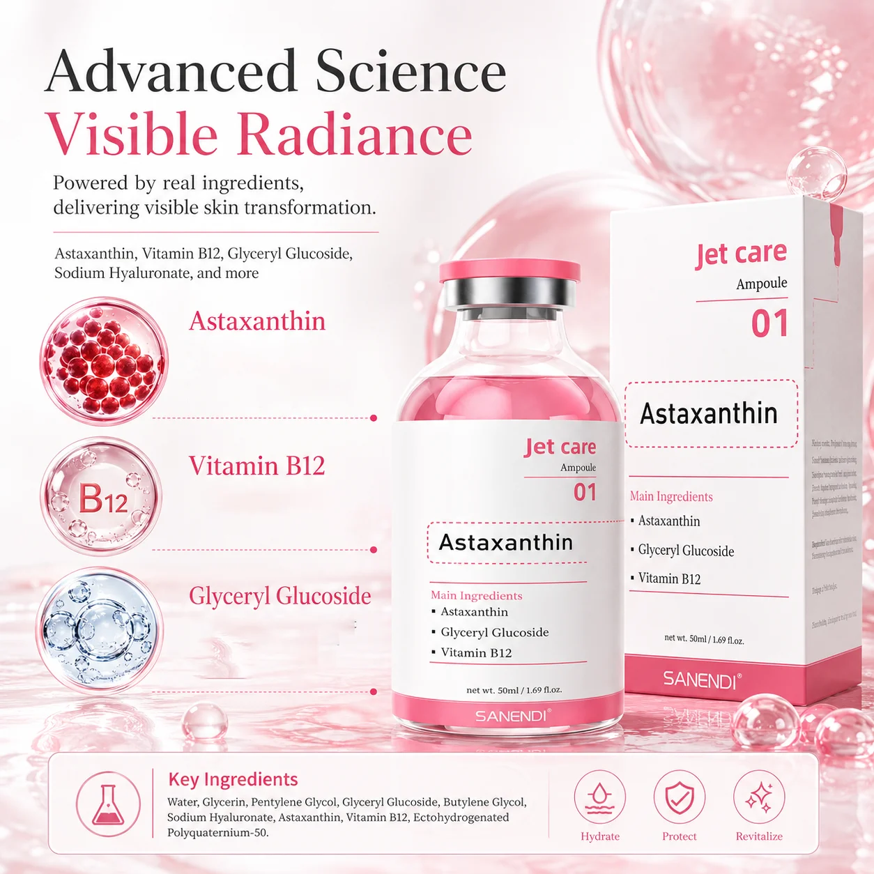 Ampollas Jet Care con ADN de Salmón, Suero de Ácido Hialurónico, Péptido de Cobre, Esencia Facial, Hidratación Suavizante, Brillo, Cuidado de la Piel Coreano