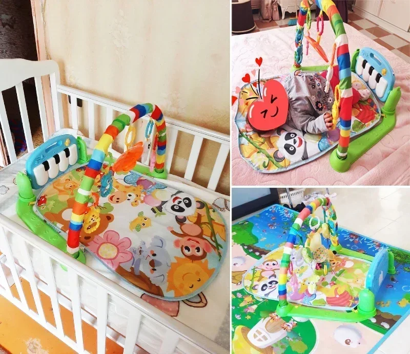 Estante de gimnasio para actividades de bebé, teclado de Piano Musical para recién nacido, manta para gatear, tapete de juego con Pedal, educación temprana, juguetes para regalos de 0 a 36 meses