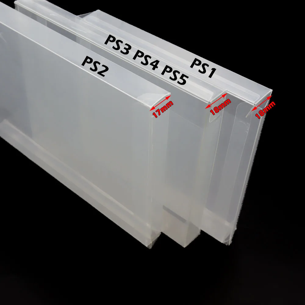 1-10 unidades de cajas protectoras transparentes de PET para juegos de PS1, PS2, PS3, PS4, PS5, estuche de almacenamiento y exhibición para cartuchos de juegos de PS1 (versión US, JP, EU), transparente.