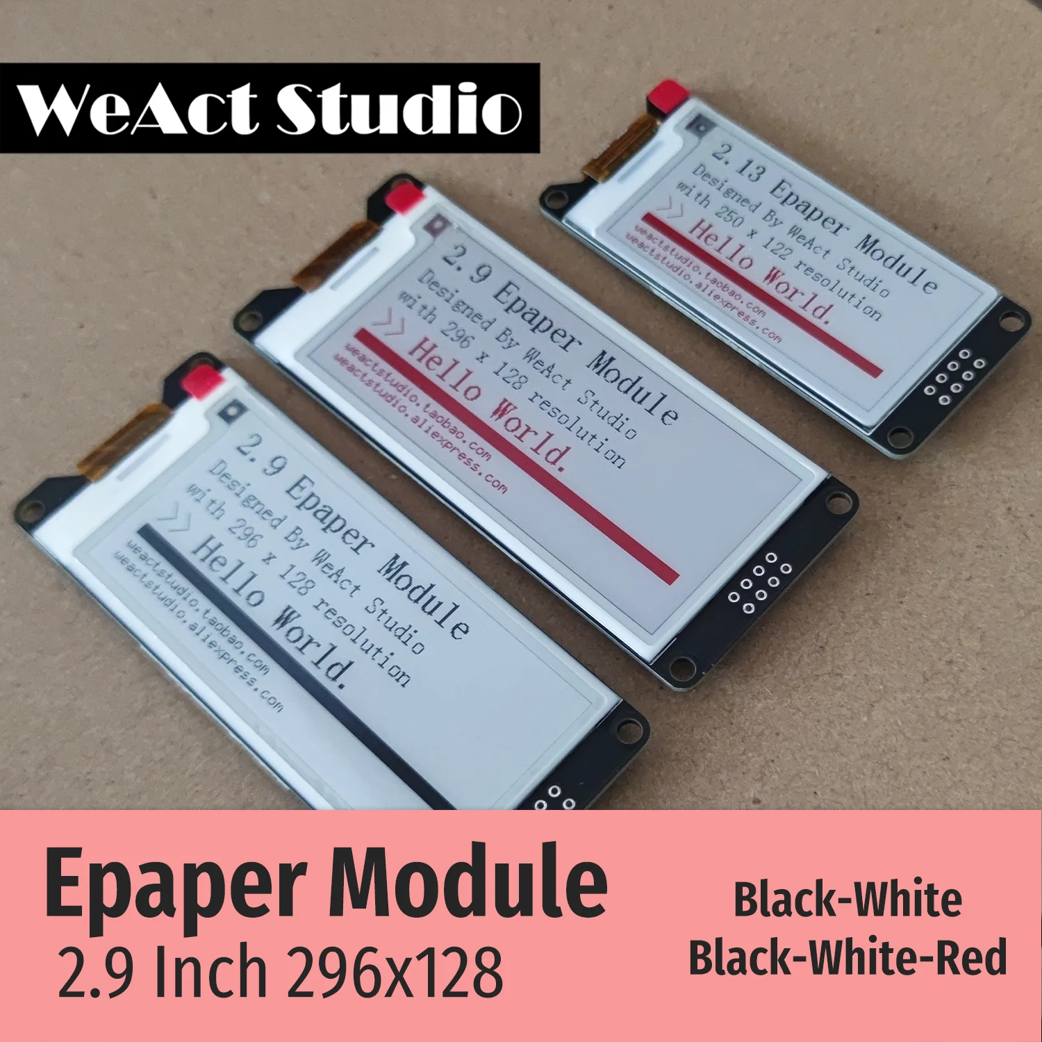 WeAct 2.9 ''2.13" 2.9 2.13 pulgadas Módulo Epaper E-paper E-Ink Pantalla EInk SPI Negro-Blanco Negro-Blanco-Rojo