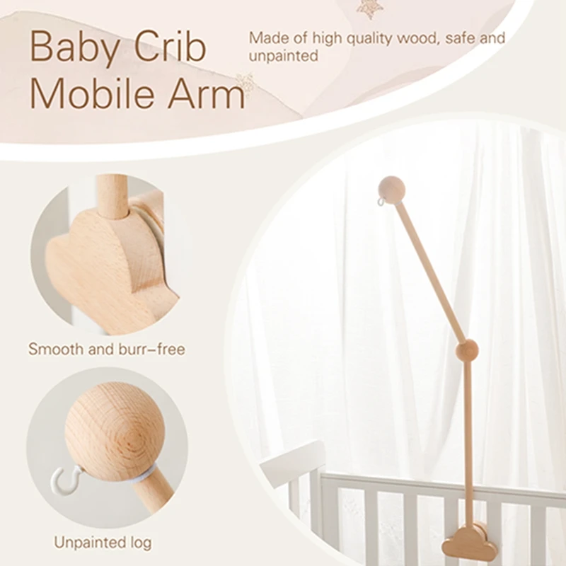 Soporte de campana de madera para bebé de 0 a 12 meses, soporte de campana para cama, móvil de madera, campana para cama de ganchillo para recién nacido, juguetes colgantes, sonajero para bebé