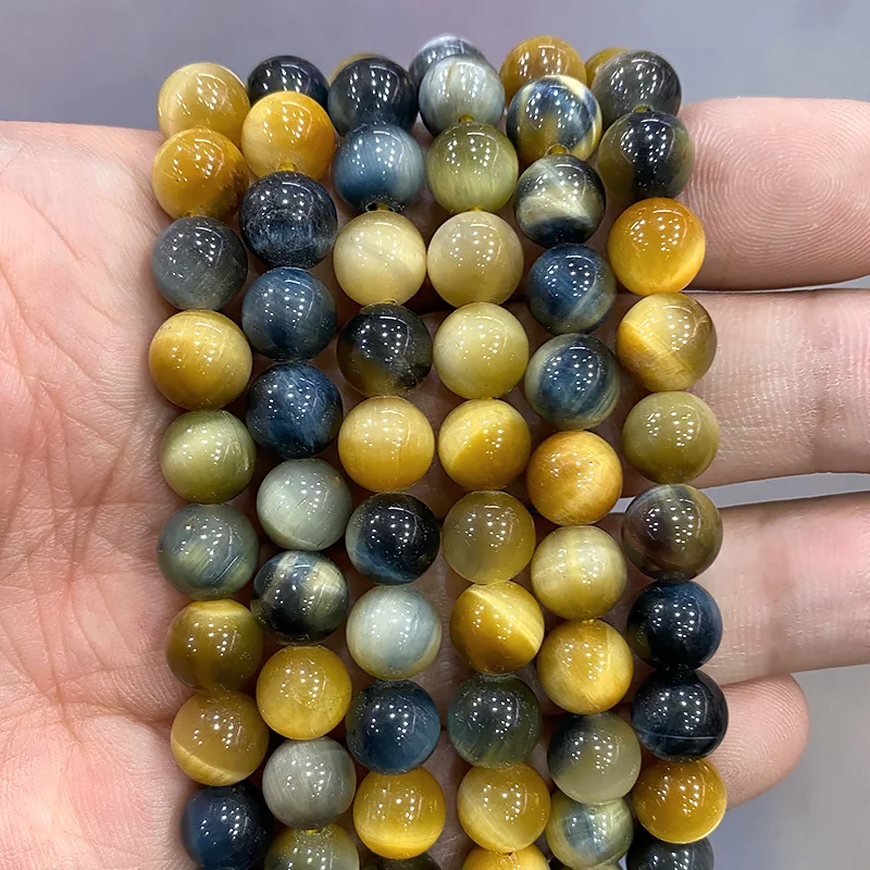 Cuentas redondas de piedra Natural para la fabricación de joyas, abalorios de ojo de tigre de fantasía de ensueño suave, pulsera DIY, collar, hebra de 15 ", 6 MM, 8 MM, 10 MM, 12MM