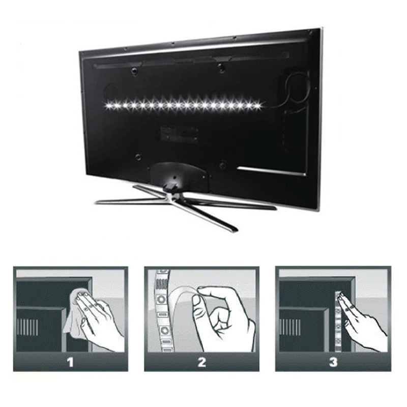Tira de luces LED USB 2835 DC5V con interruptor, cinta de lámpara Flexible, TV, escritorio, ordenador, pantalla, iluminación de fondo, decoración del hogar
