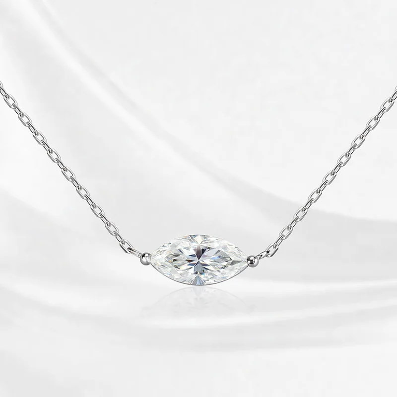 Smyoue Marquesa Cut 1-3CT Collar de circonita o moissanita para mujer Colgante de diamante de laboratorio de piedras preciosas Plata de ley 925 chapada en 14K