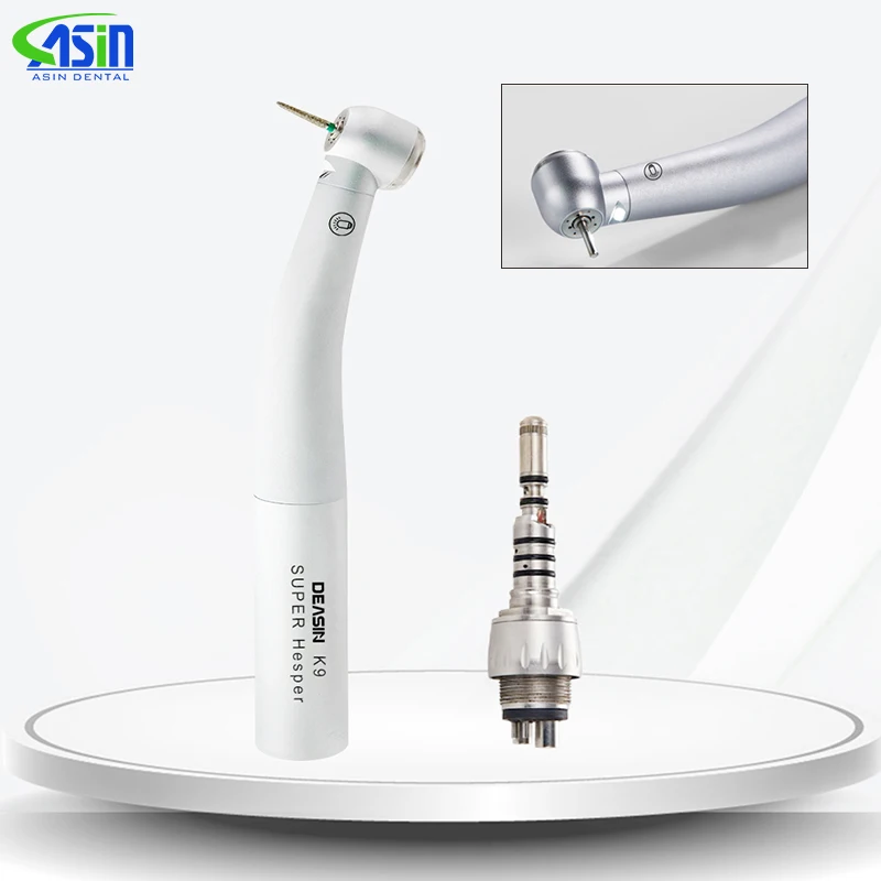 Pieza de mano dental de alta velocidad con fibra óptica LED, turbina tipo KV 9000, herramientas de odontología, material dental